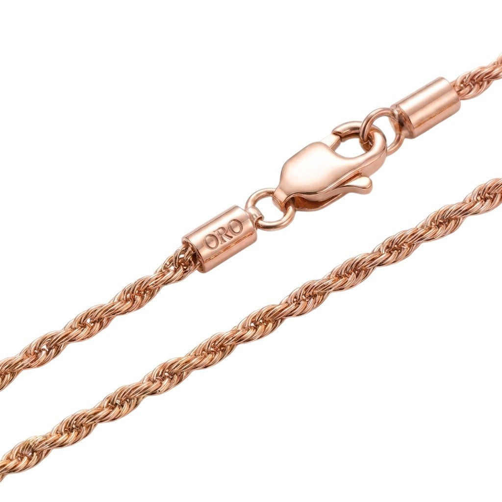14k Rose Gold 2mm Rope Chain Necklace