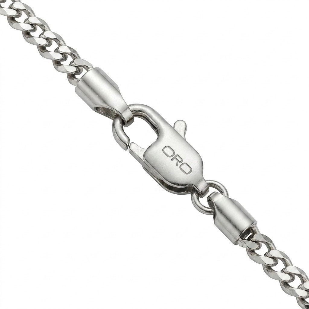 14k White Gold 4mm Curb Cuban Chain Necklace