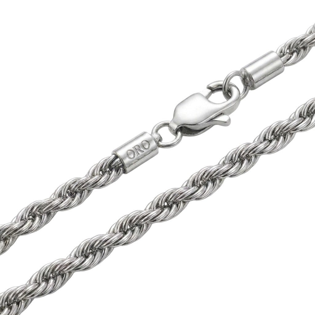14k White Gold 4mm Rope Chain Necklace