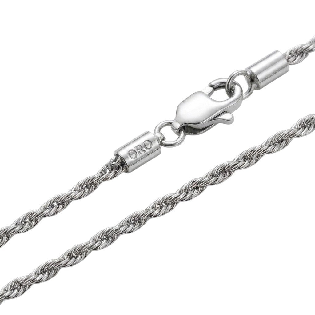14k White Gold 2mm Rope Chain Necklace