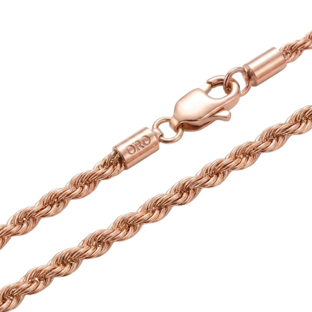 14k Rose Gold 4mm Rope Chain Necklace
