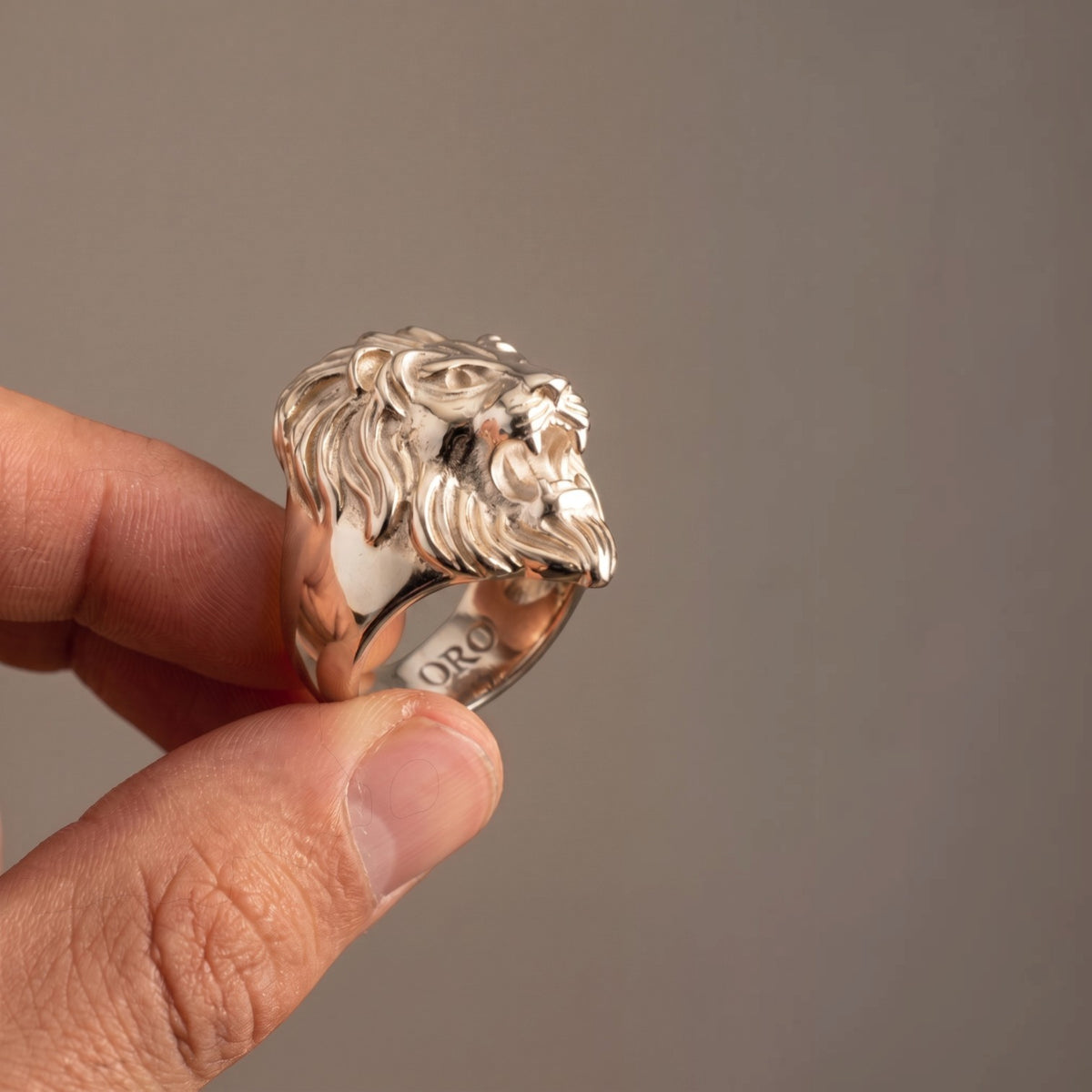 14k White Gold Custom Lion Ring