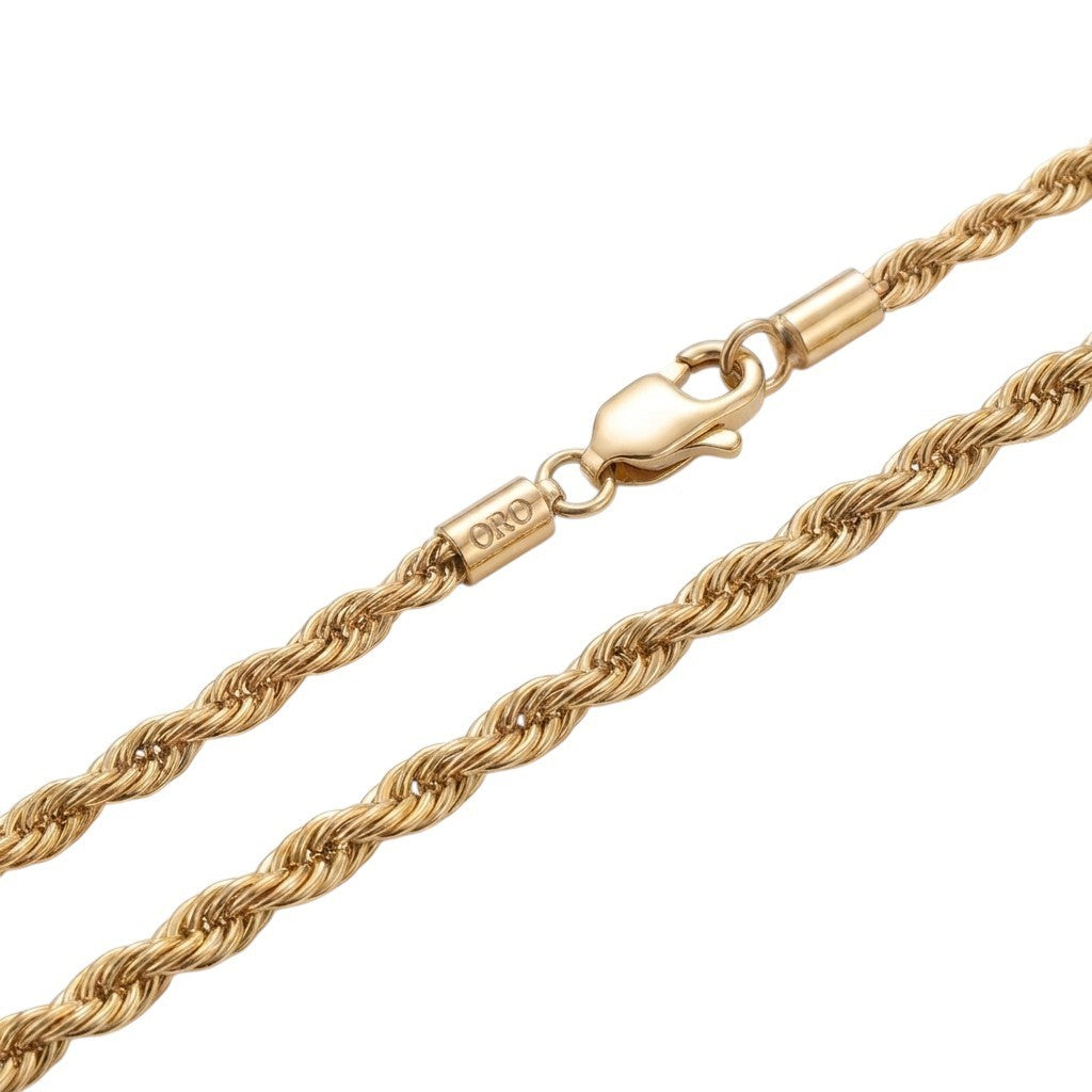 14k Gold 3mm Rope Chain Necklace