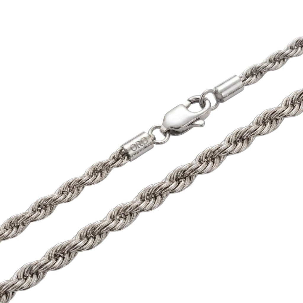 14k White Gold 5mm Rope Chain Necklace