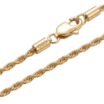 14k Gold 2mm Rope Chain Necklace