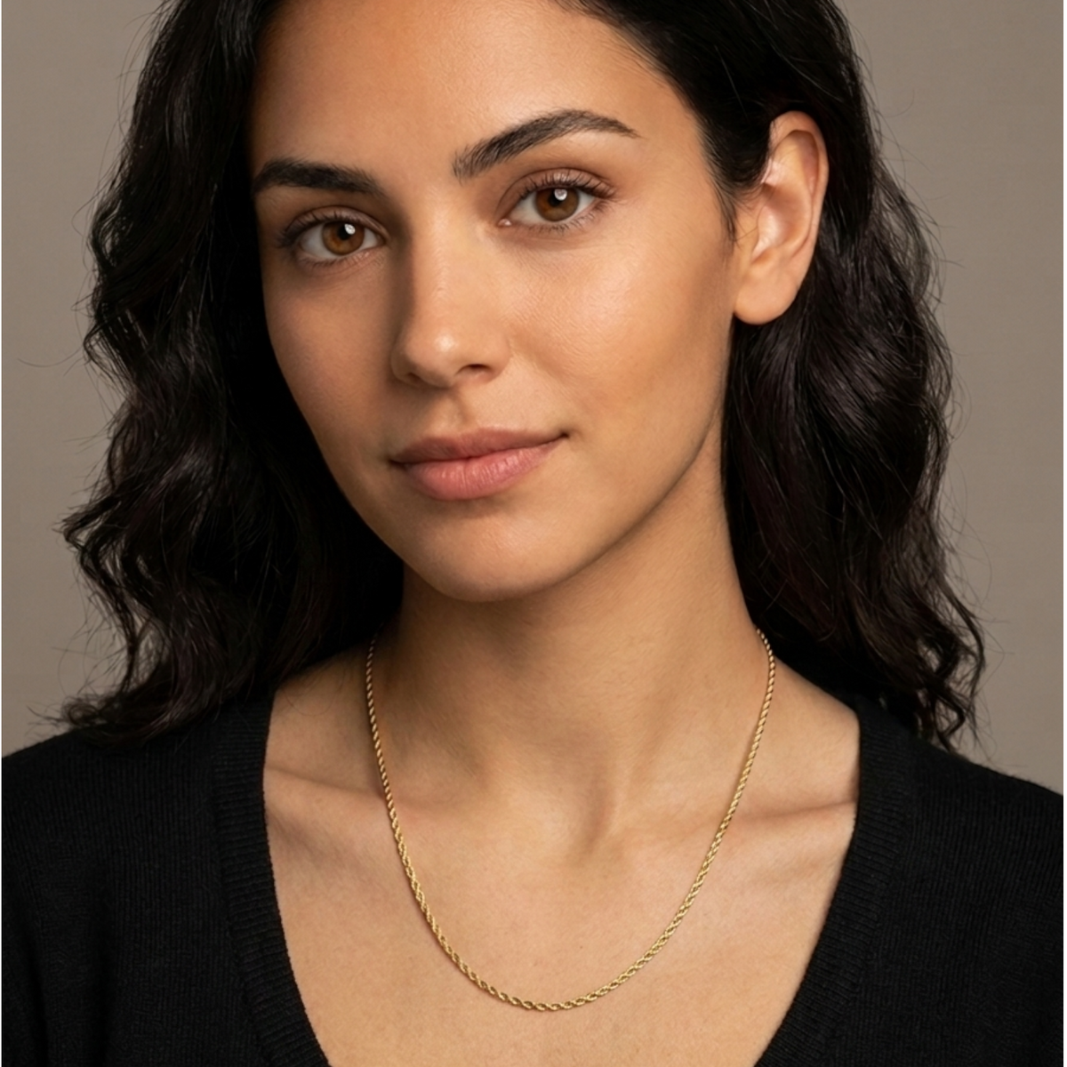 14k Gold 2mm Rope Chain Necklace