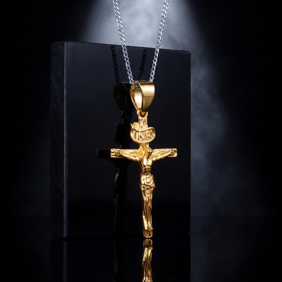 INRI Jesus Crucifix Cross Pendant Religious - 14k Gold Vermeil Silver or Brass