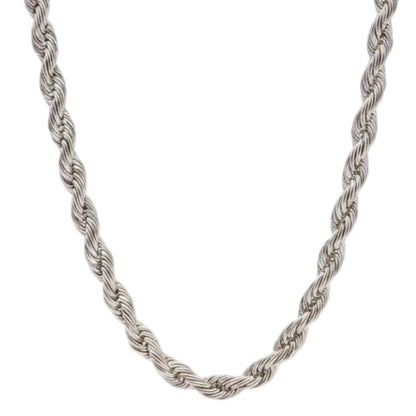 14k White Gold 5mm Rope Chain Necklace