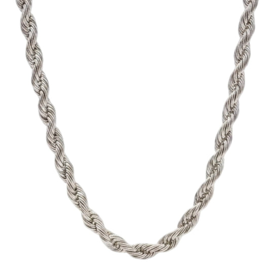 14k White Gold 5mm Rope Chain Necklace