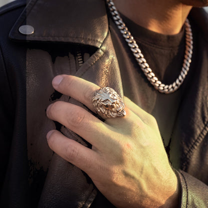14k White Gold Custom Lion Ring