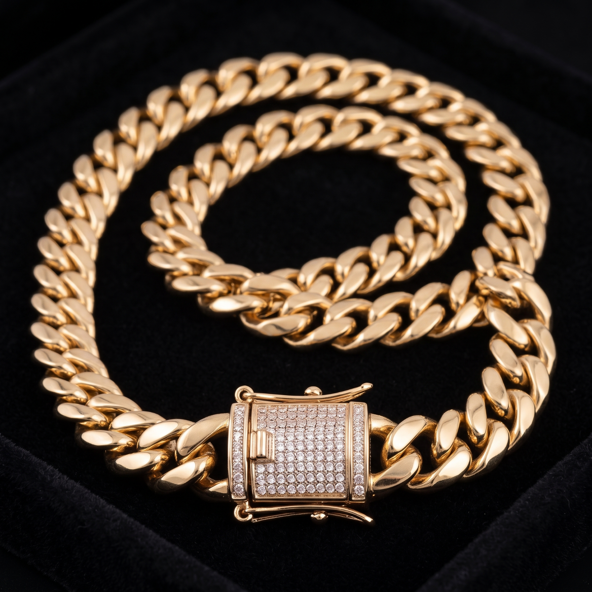14k Gold 10mm Miami Cuban Chain Necklace Diamond Clasp