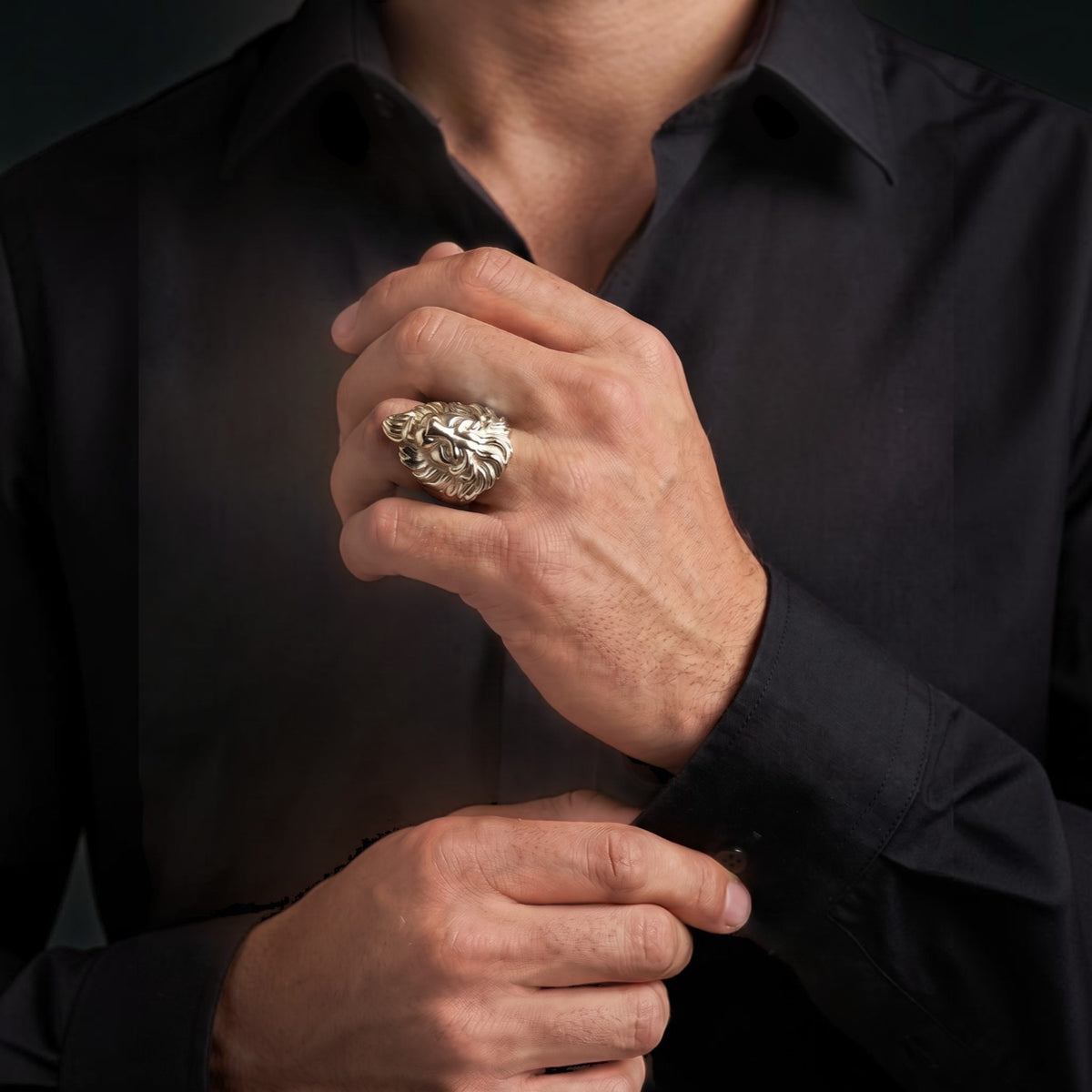 14k White Gold Custom Lion Ring