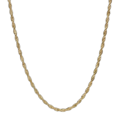 14k Gold 3mm Rope Chain Necklace