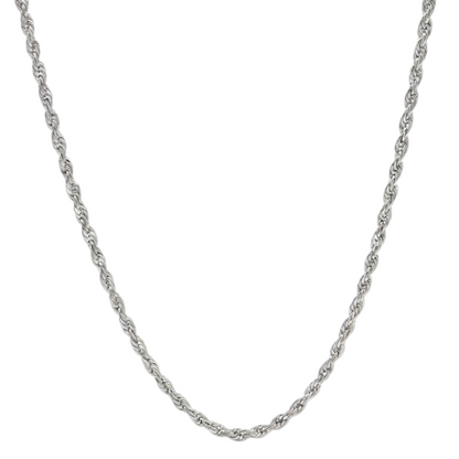 14k White Gold 4mm Rope Chain Necklace