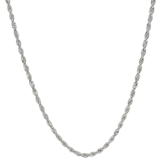 14k White Gold 4mm Rope Chain Necklace
