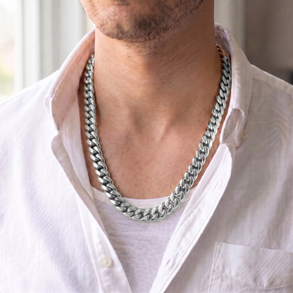 14k White Gold 10mm Miami Cuban Chain Necklace