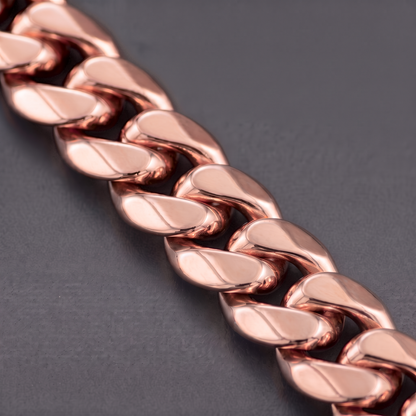 16mm 14k Rose Gold Plated Stainless Steel Miami Cuban Link Chain Necklace 16-30”