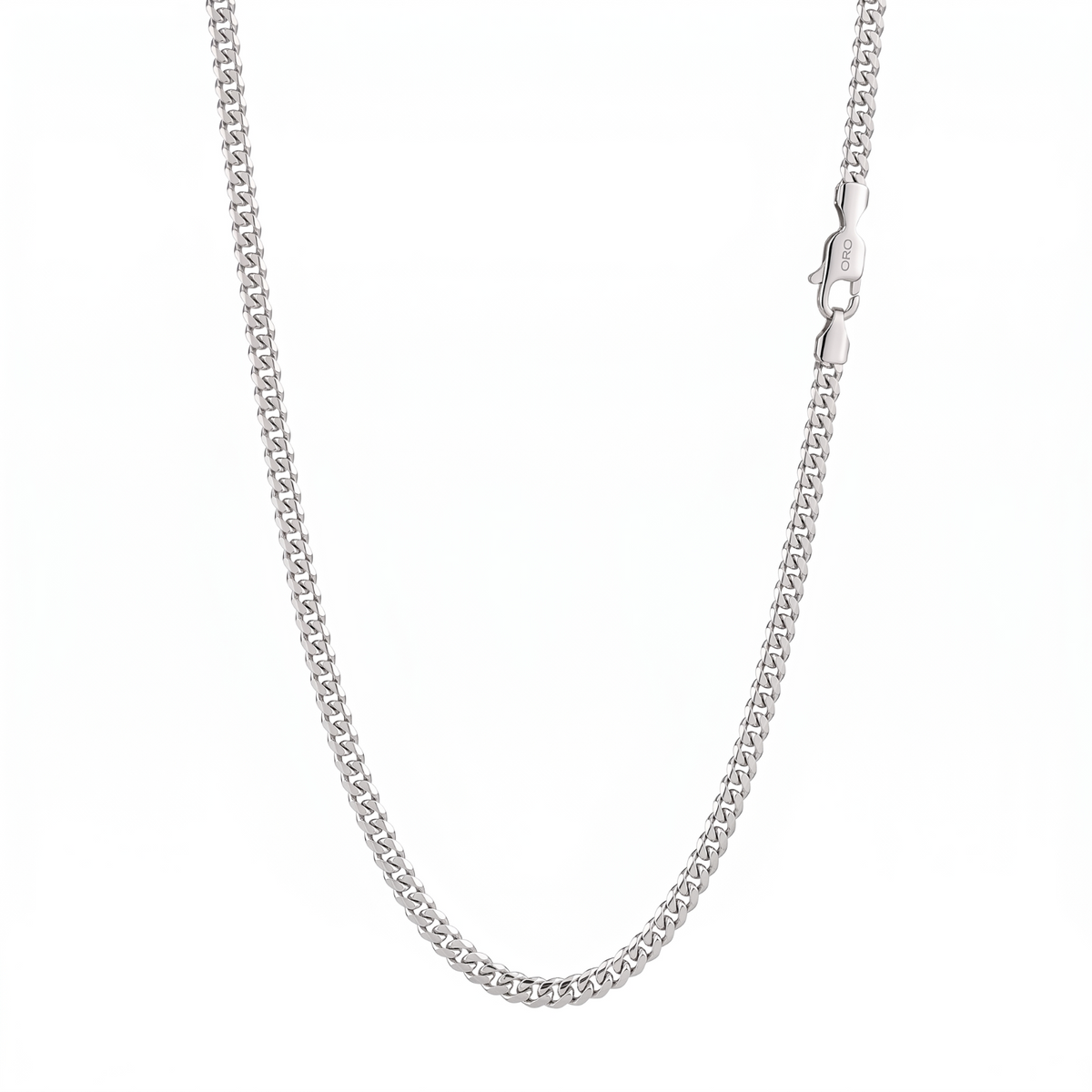 14k White Gold 3mm Flat Miami Cuban Chain Necklace