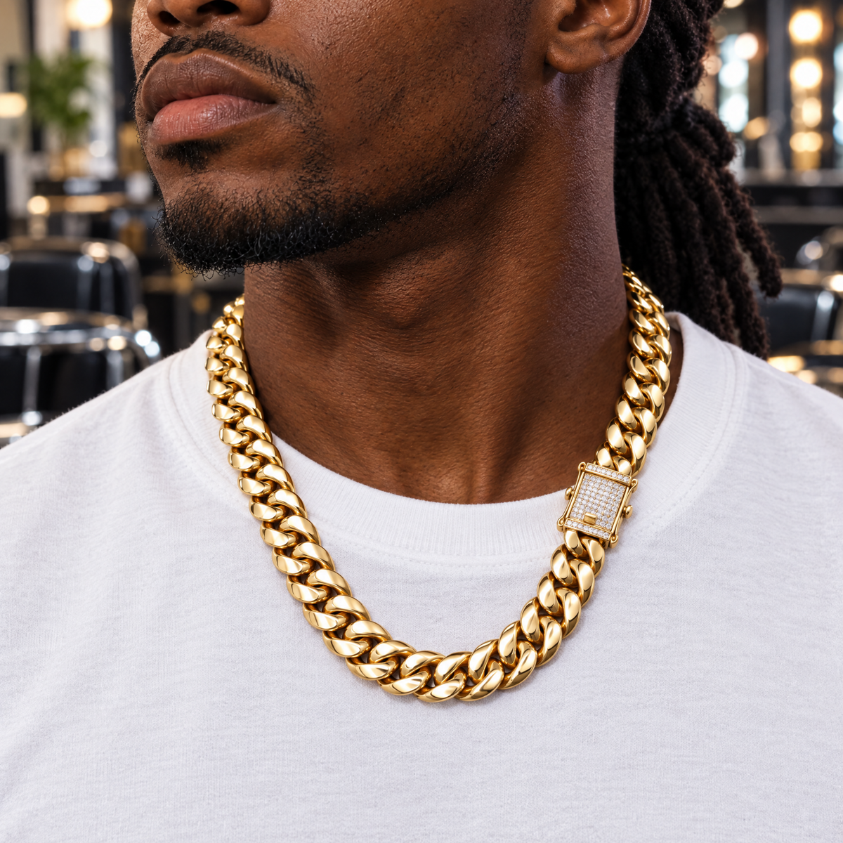 14k Gold 14mm Miami Cuban Chain Necklace Diamond Clasp