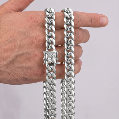 14k White Gold 14mm Miami Cuban Chain Necklace