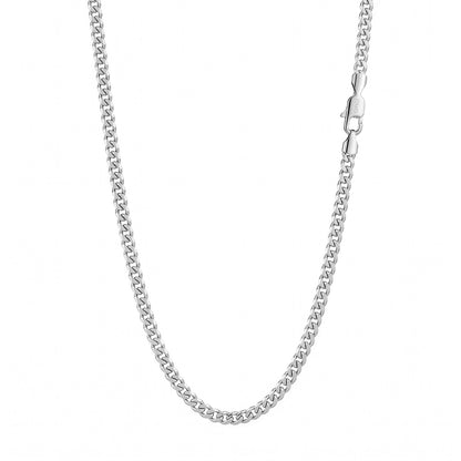 14k White Gold 4mm Curb Cuban Chain Necklace