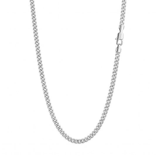 14k White Gold 4mm Curb Cuban Chain Necklace