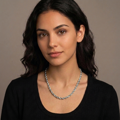 14k White Gold 5mm Rope Chain Necklace