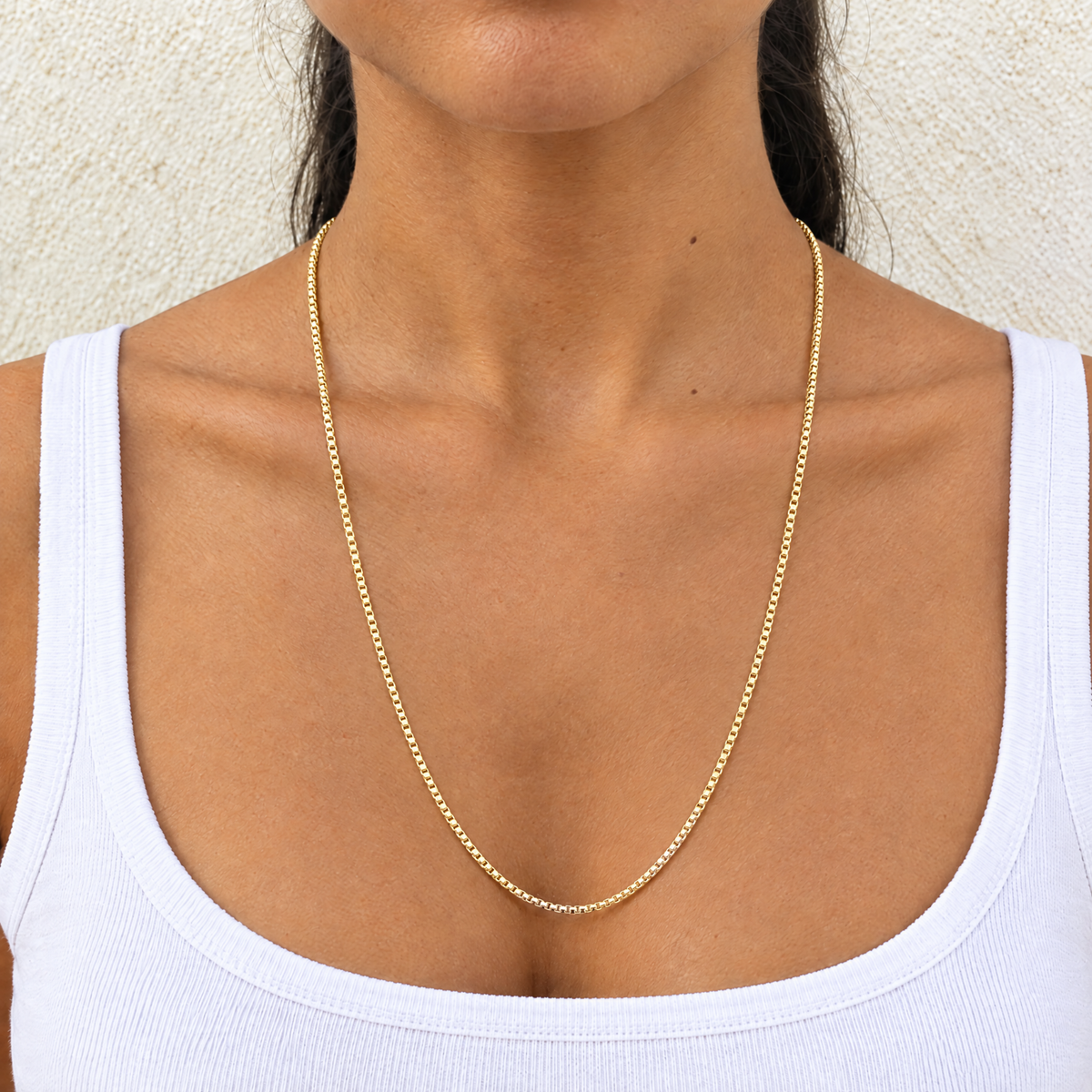 14k Gold 2mm Box Chain Necklace