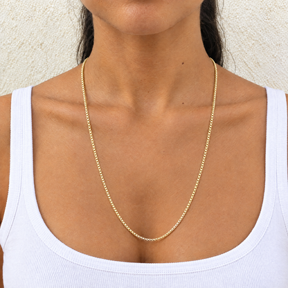 14k Gold 2mm Box Chain Necklace