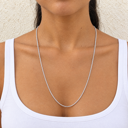 14k White Gold 2mm Box Chain Necklace