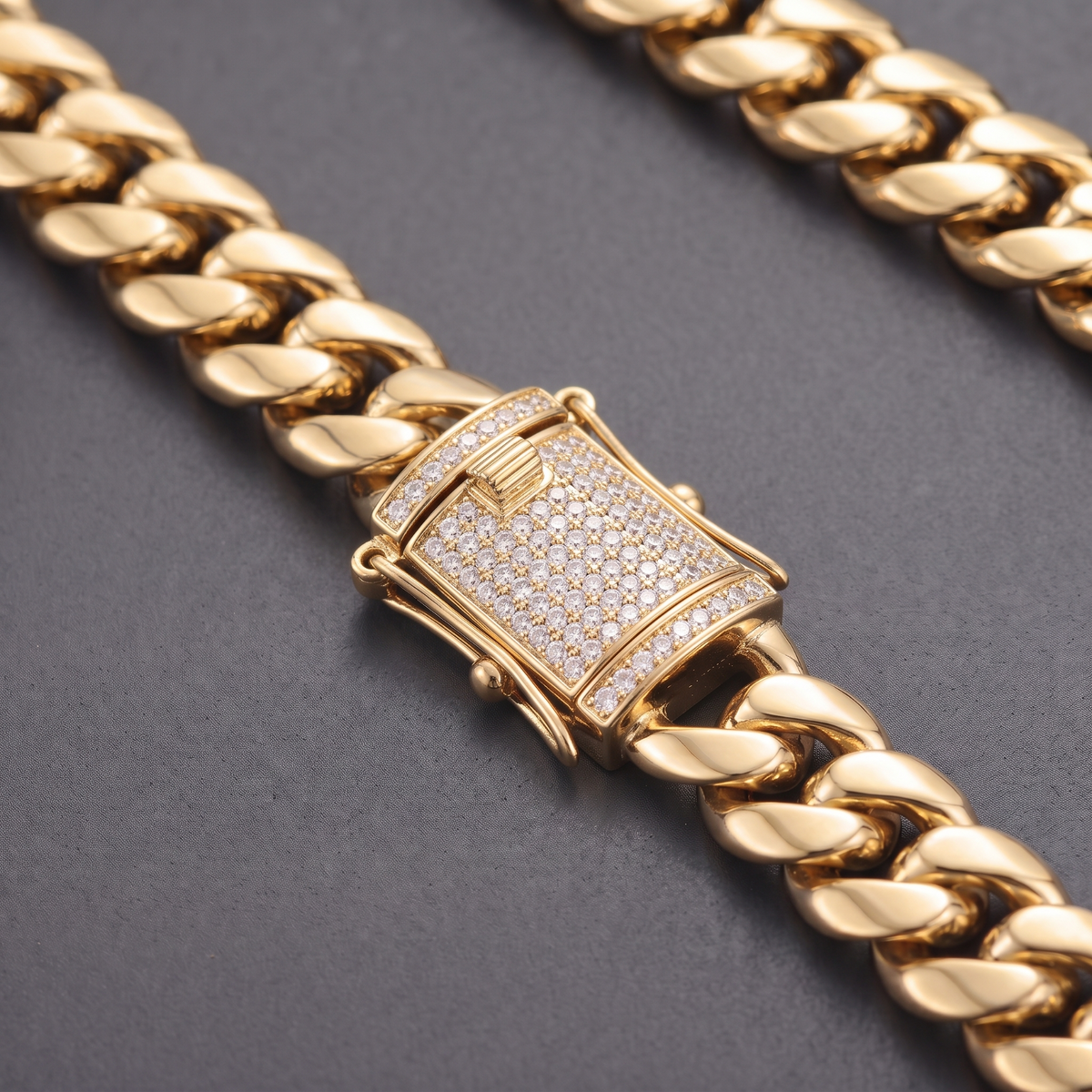 14k Gold 10mm Miami Cuban Chain Necklace Diamond Clasp