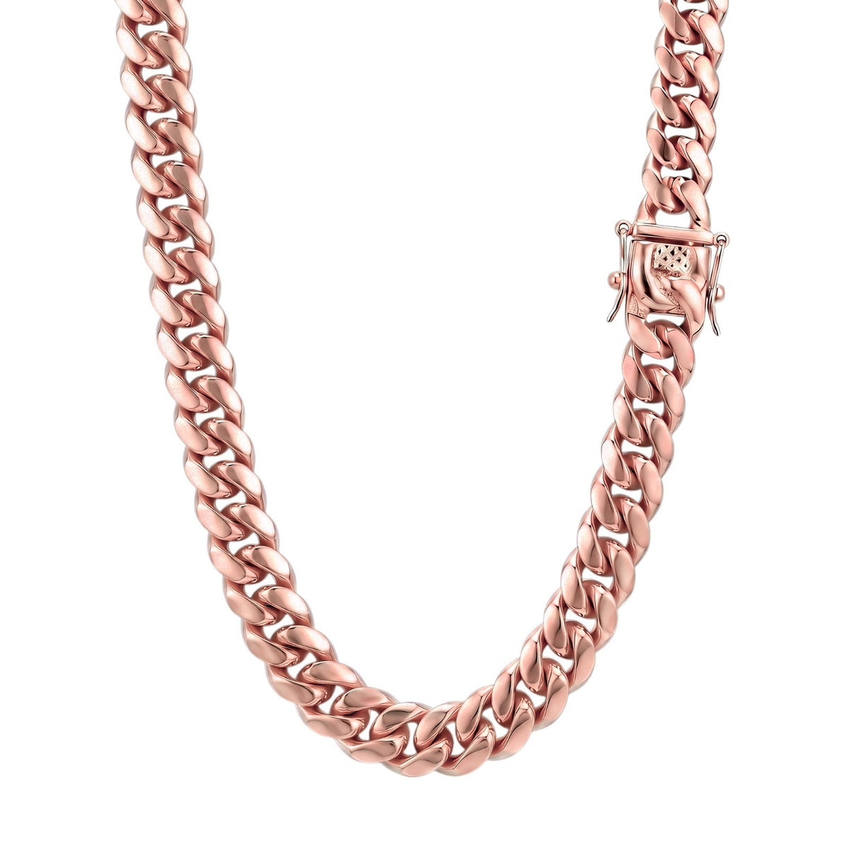 18mm 14k Rose Gold Plated Stainless Steel Miami Cuban Link Chain Necklace 16-30”