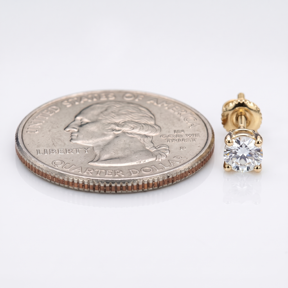 14k Gold 5mm Diamond Earrings - Screwback or Pushback - Pair