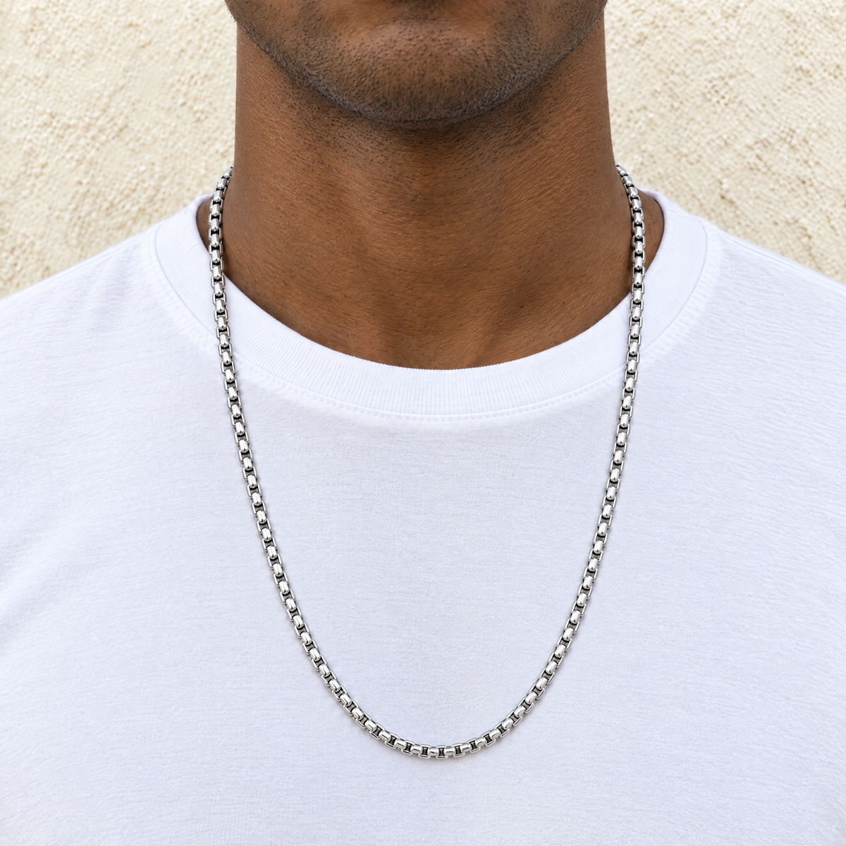 14k White Gold 4mm Box Chain Necklace