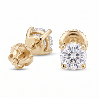 14k Gold 3mm Diamond Earrings - Screwback or Pushback - Pair