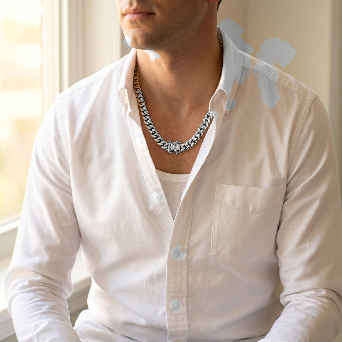14k White Gold 8mm Miami Cuban Chain Necklace