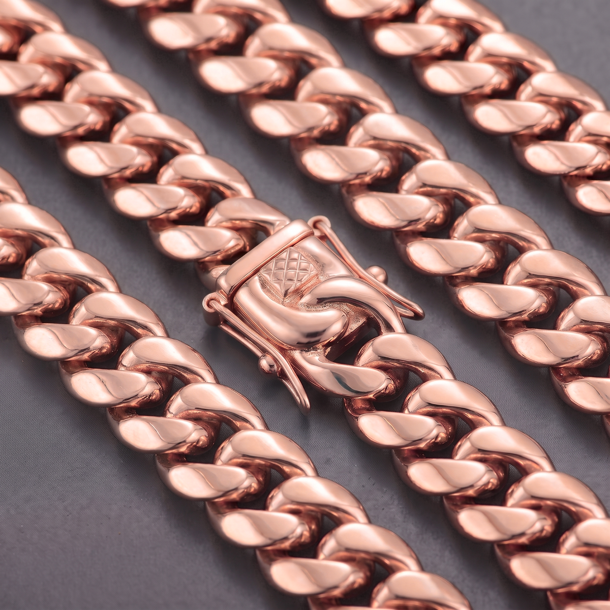 16mm 14k Rose Gold Plated Stainless Steel Miami Cuban Link Chain Necklace 16-30”