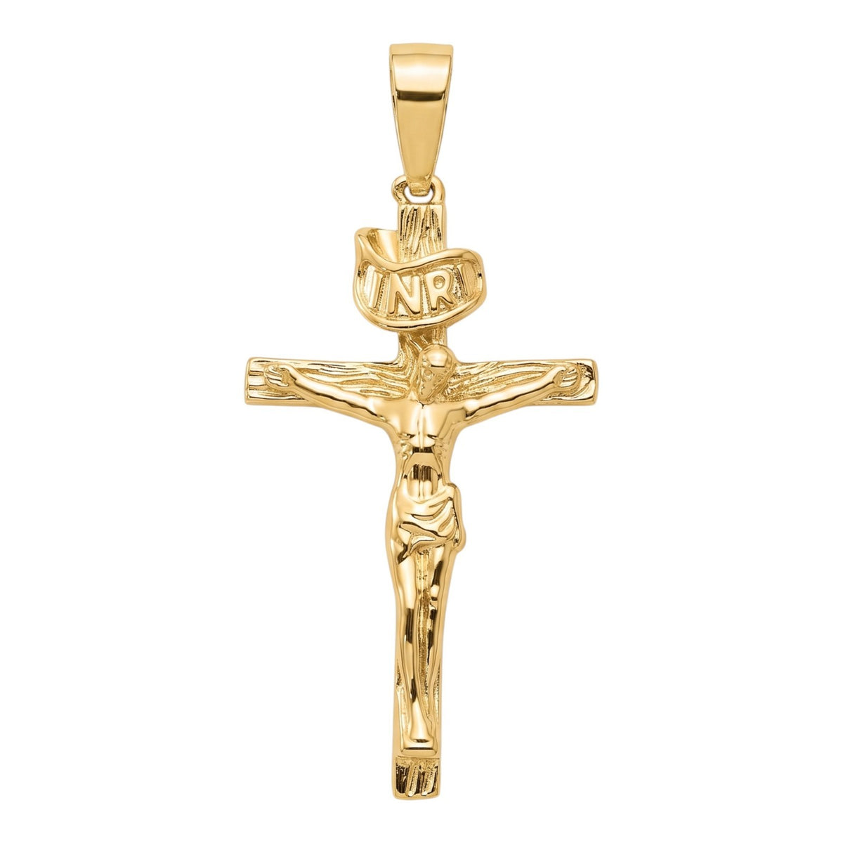 INRI Jesus Crucifix Cross Pendant Religious - 14k Gold Vermeil Silver or Brass