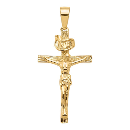 INRI Jesus Crucifix Cross Pendant Religious - 14k Gold Vermeil Silver or Brass