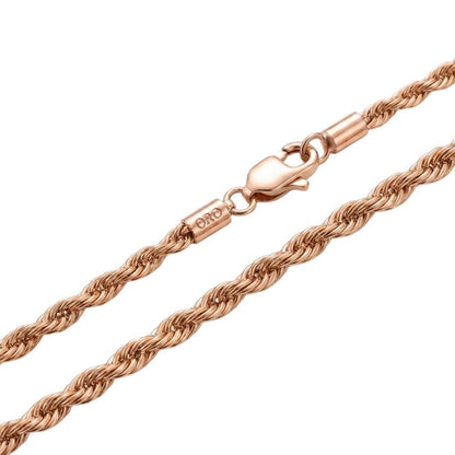 14k Rose Gold 3mm Rope Chain Necklace