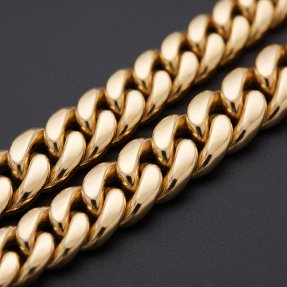 14k Gold 8mm Miami Cuban Chain Necklace Diamond Clasp