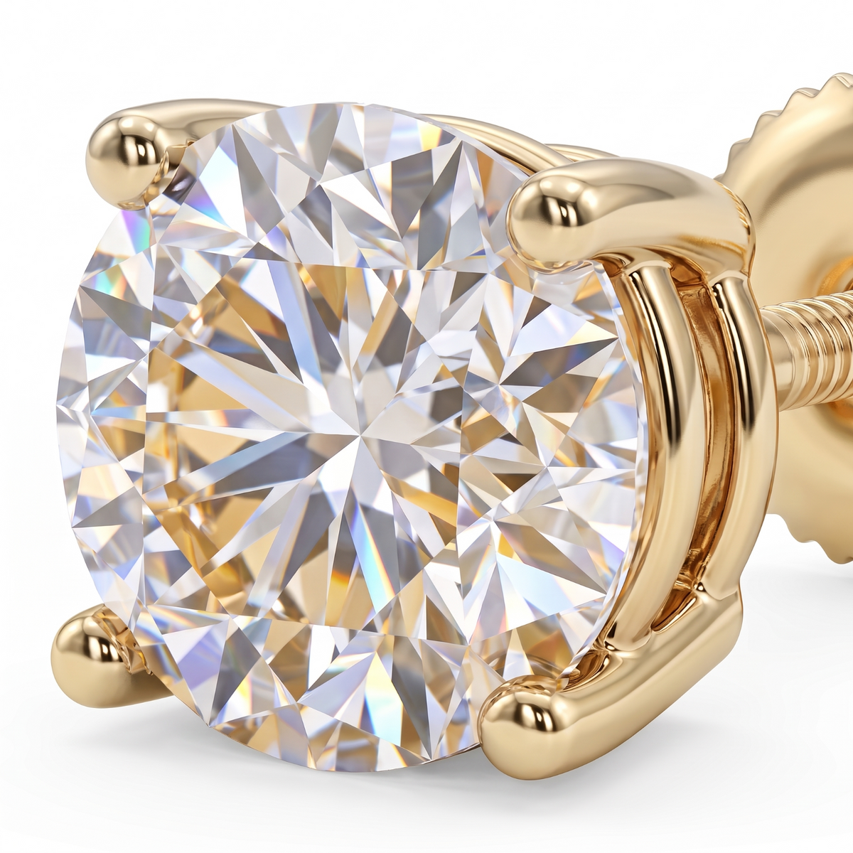 14k Gold 5mm Diamond Earrings - Screwback or Pushback - Pair