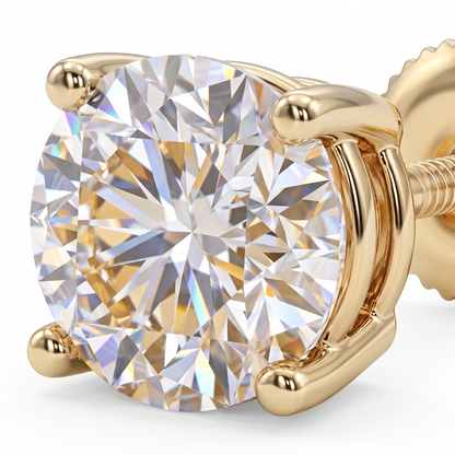 14k Gold 5mm Diamond Earrings - Screwback or Pushback - Pair