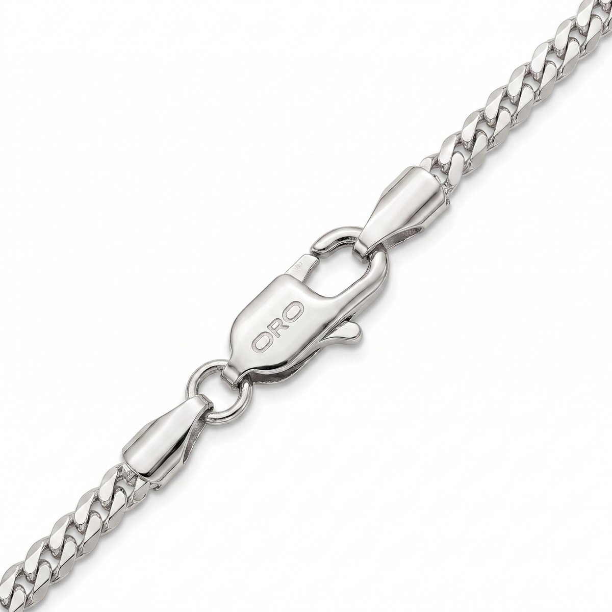 14k White Gold 3mm Flat Miami Cuban Chain Necklace