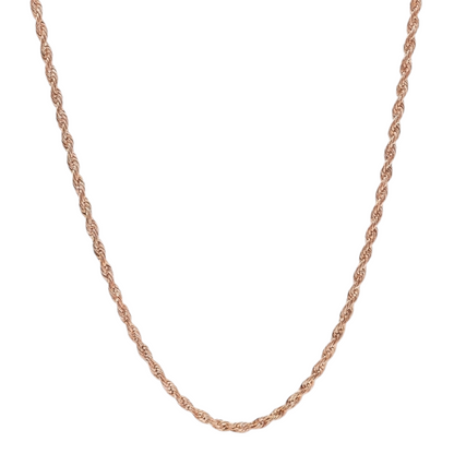 14k Rose Gold 2mm Rope Chain Necklace