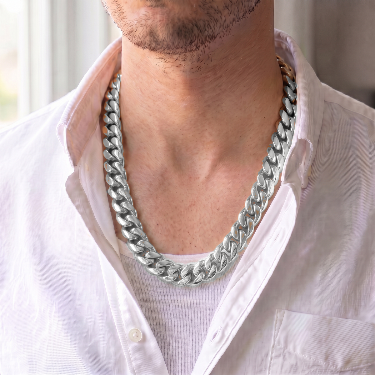 14k White Gold 16mm Miami Cuban Chain Necklace