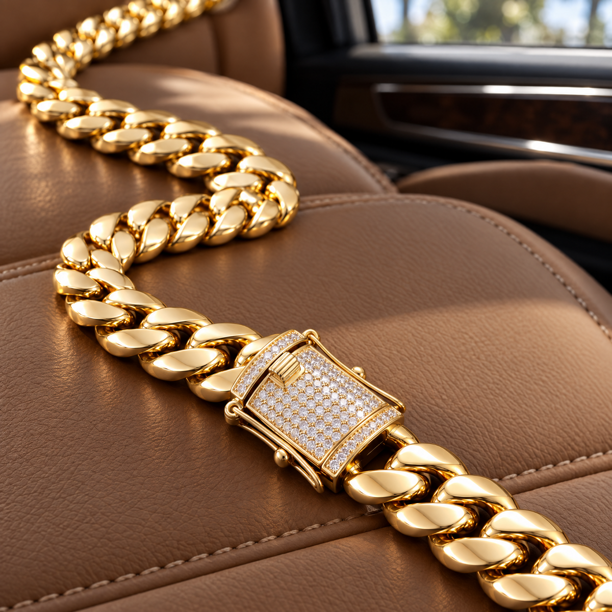 14k Gold 14mm Miami Cuban Chain Necklace Diamond Clasp
