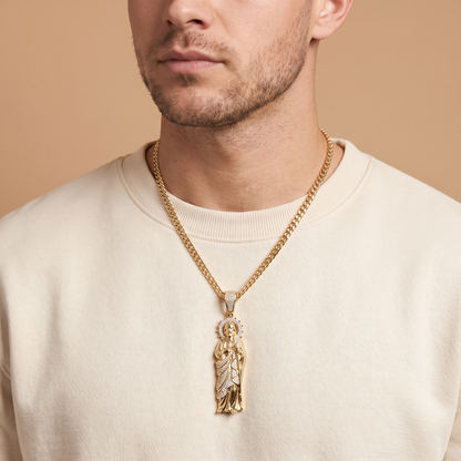 14k Gold Iced Out Sacred Heart Jesus Pendant