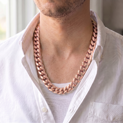 14mm 14k Rose Gold Plated Stainless Steel Miami Cuban Link Chain Necklace 16-30”