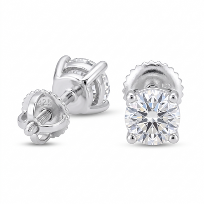 14k Gold 5mm Diamond Earrings - Screwback or Pushback - Pair